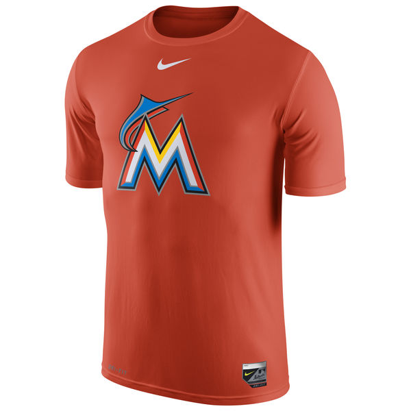 MLB Men Miami Marlins Nike Authentic Collection Legend Logo 1.5 Performance TShirt  Orange-0